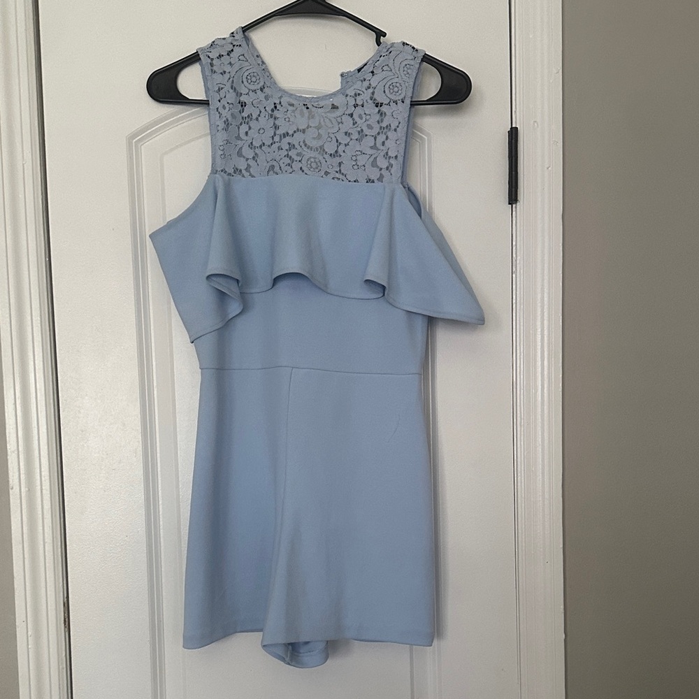 Express Light Blue Lace Overlay Dress